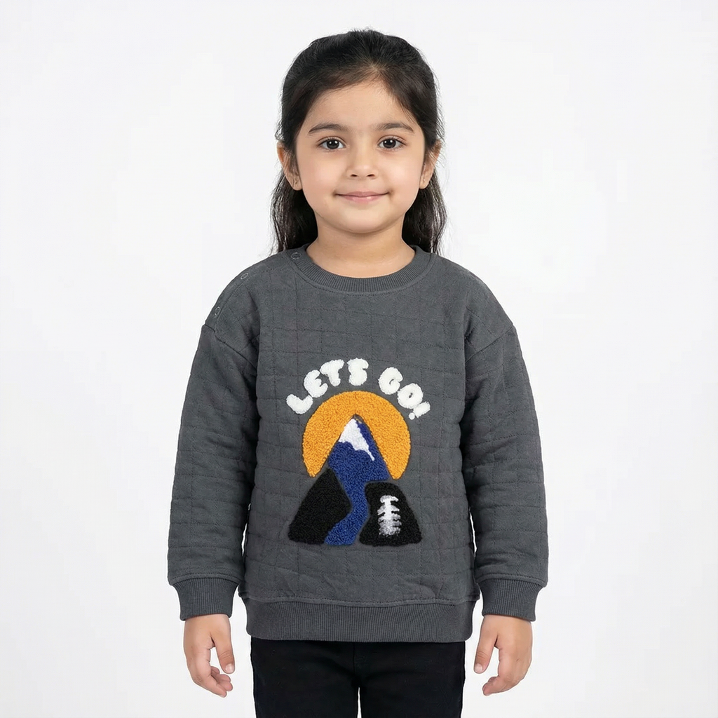Girls “Let's Go” Sweatshirt – Warm Winter Pullover for 2 to 5 Years