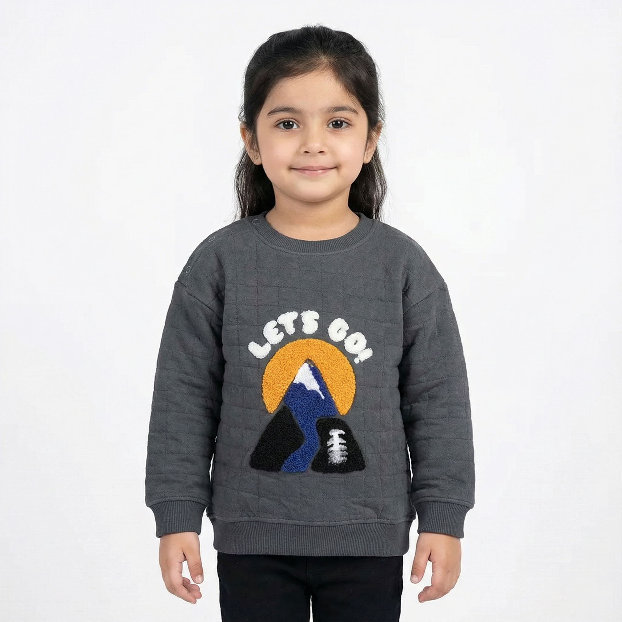 Girls “Let's Go” Sweatshirt – Warm Winter Pullover for 2 to 5 Years