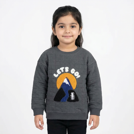 Girls “Let's Go” Sweatshirt – Warm Winter Pullover for 2 to 5 Years