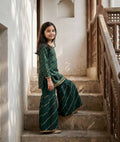 Girls Dark Green Cotton Ethnic Suit with Dupatta | Kidzaar