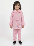 Girls Pink Velvet Winter Coat & Pants Set