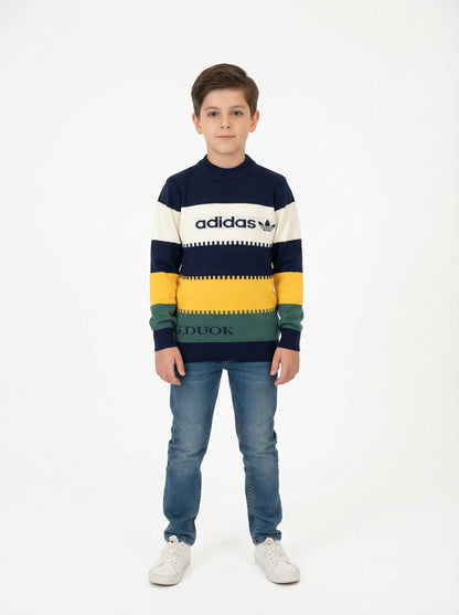 Kids Color Block Knit Sweater | Winter Pullover