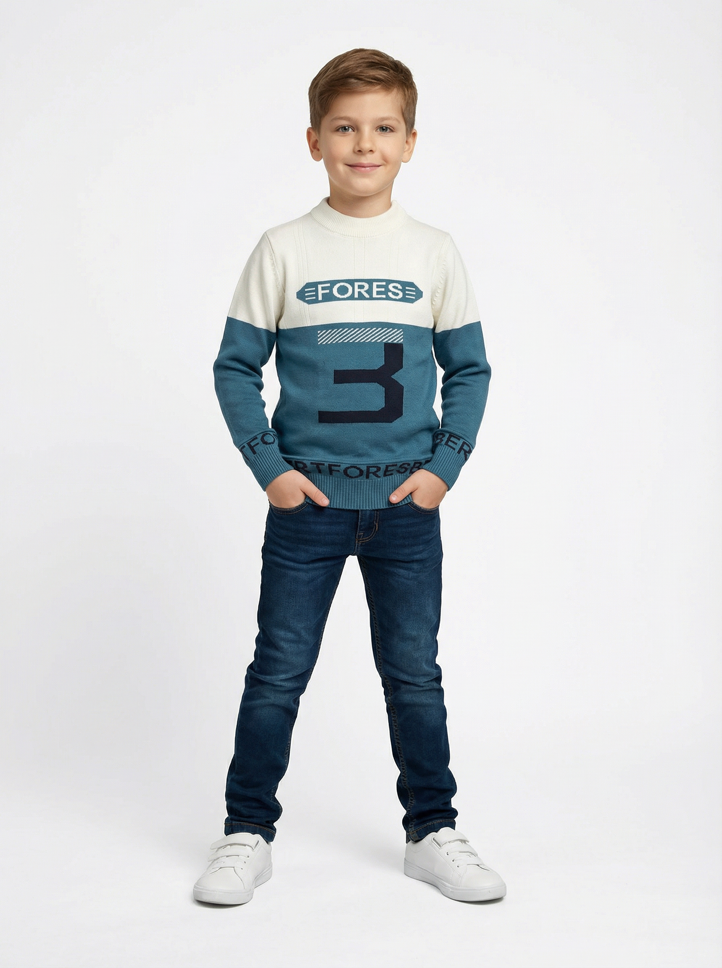Kids Color Block Sweater | Winter Knit Pullover