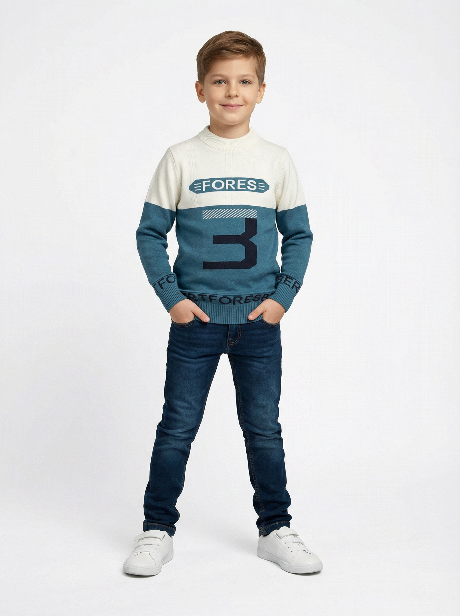 Kids Color Block Sweater | Winter Knit Pullover