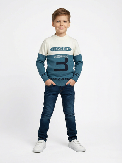 Kids Color Block Sweater | Winter Knit Pullover