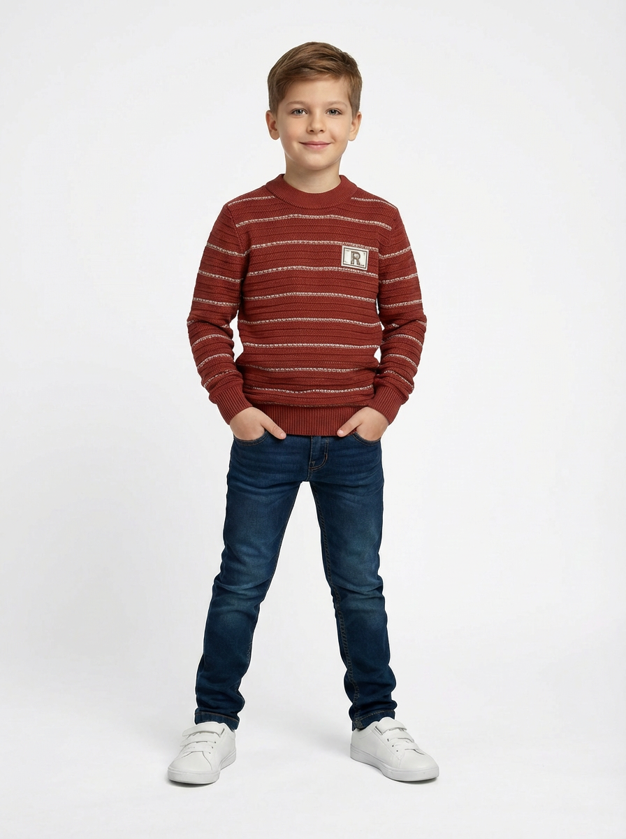 Kids Striped Knit Sweater | Winter Warm Pullover