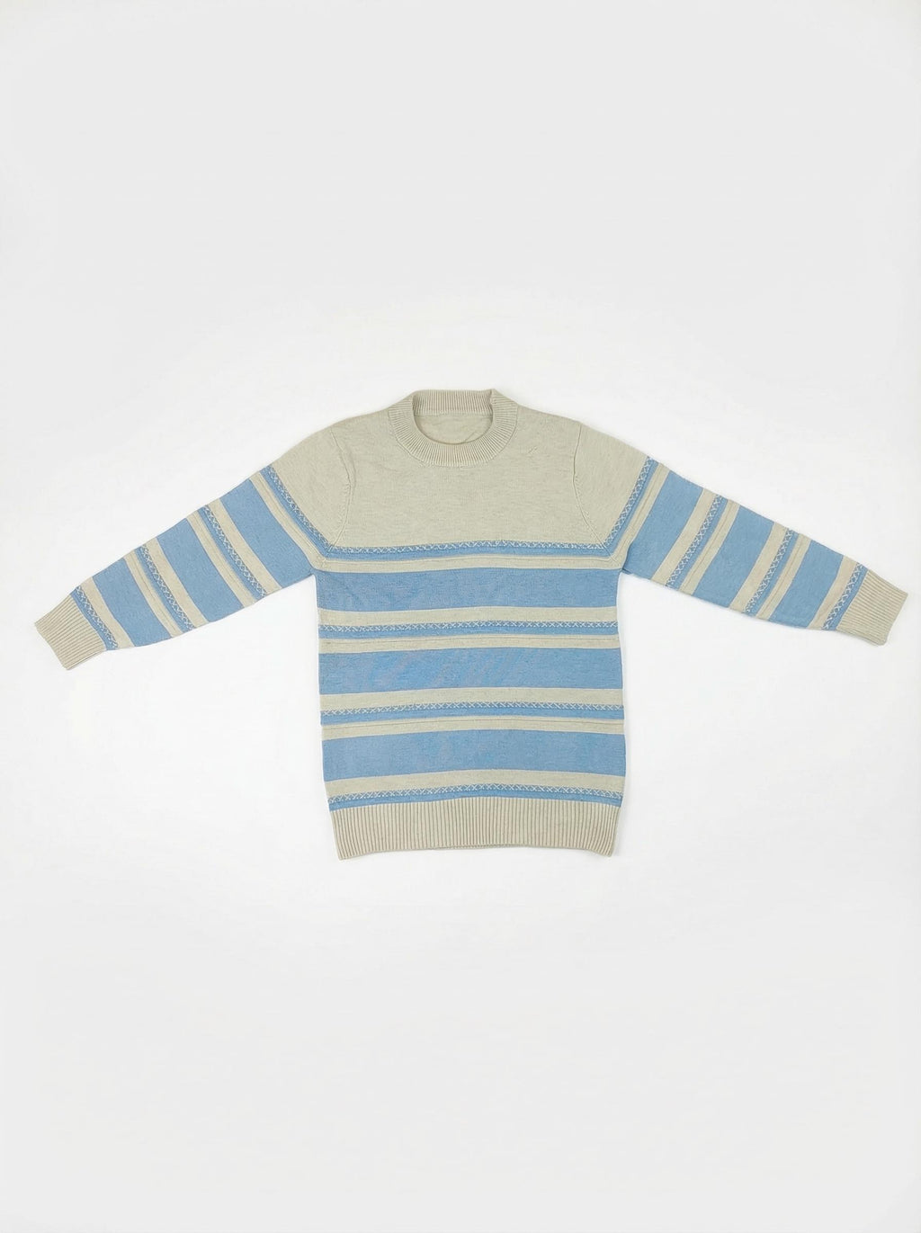Ferozi & Beige Striped Knit Sweater for Boys | Winter Wear