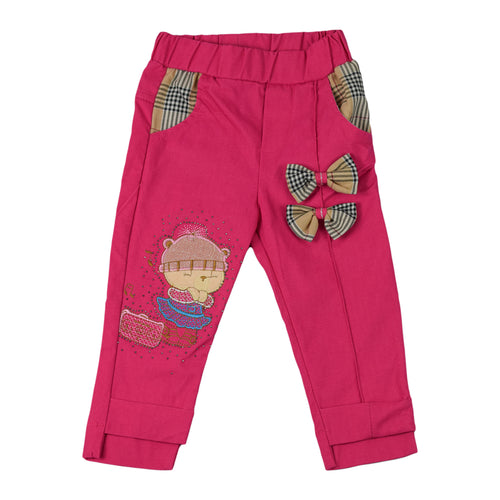 Baby Girl Pink Cartoon Bow Pants