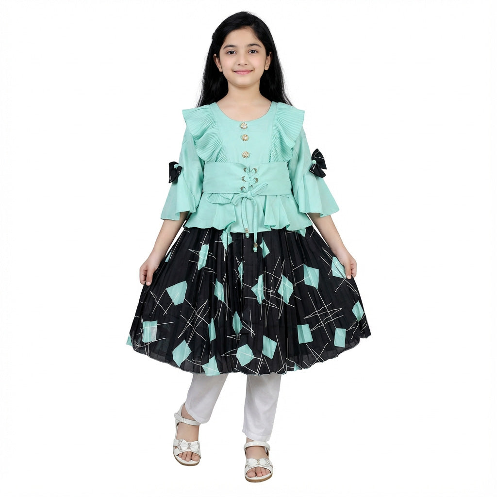 Trendy Contrast Frock for Girls