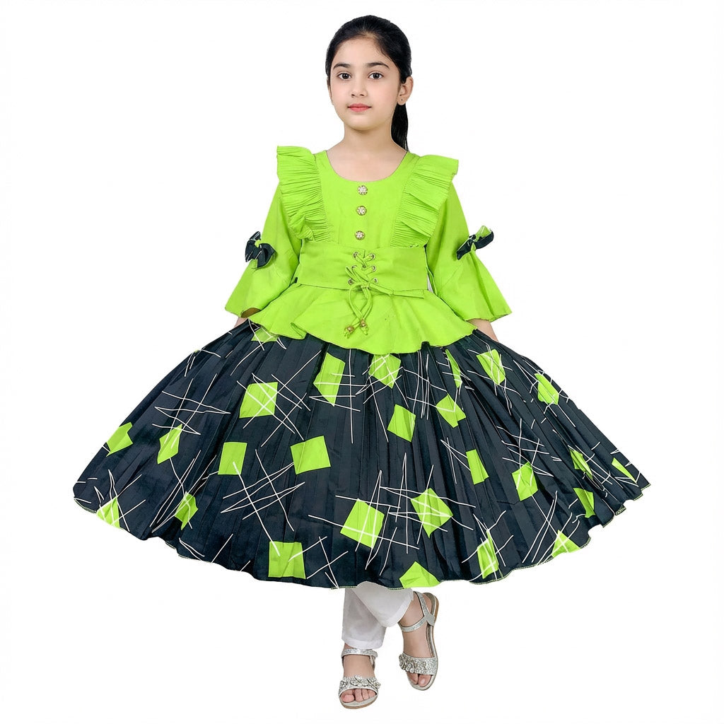 Trendy Contrast Frock for Girls