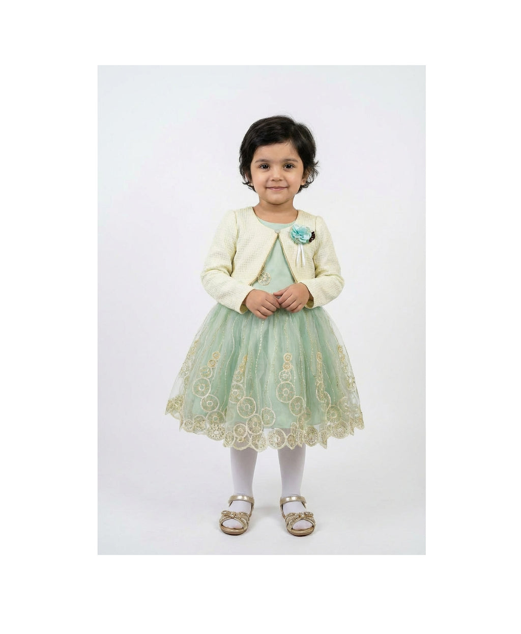 Girls Fancy Frock with White Coat | Elegant Party Wear