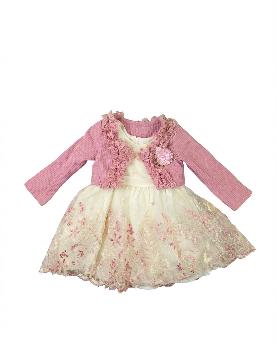 Girls Fancy Frock with Matching Coat | Elegant Party Wear
