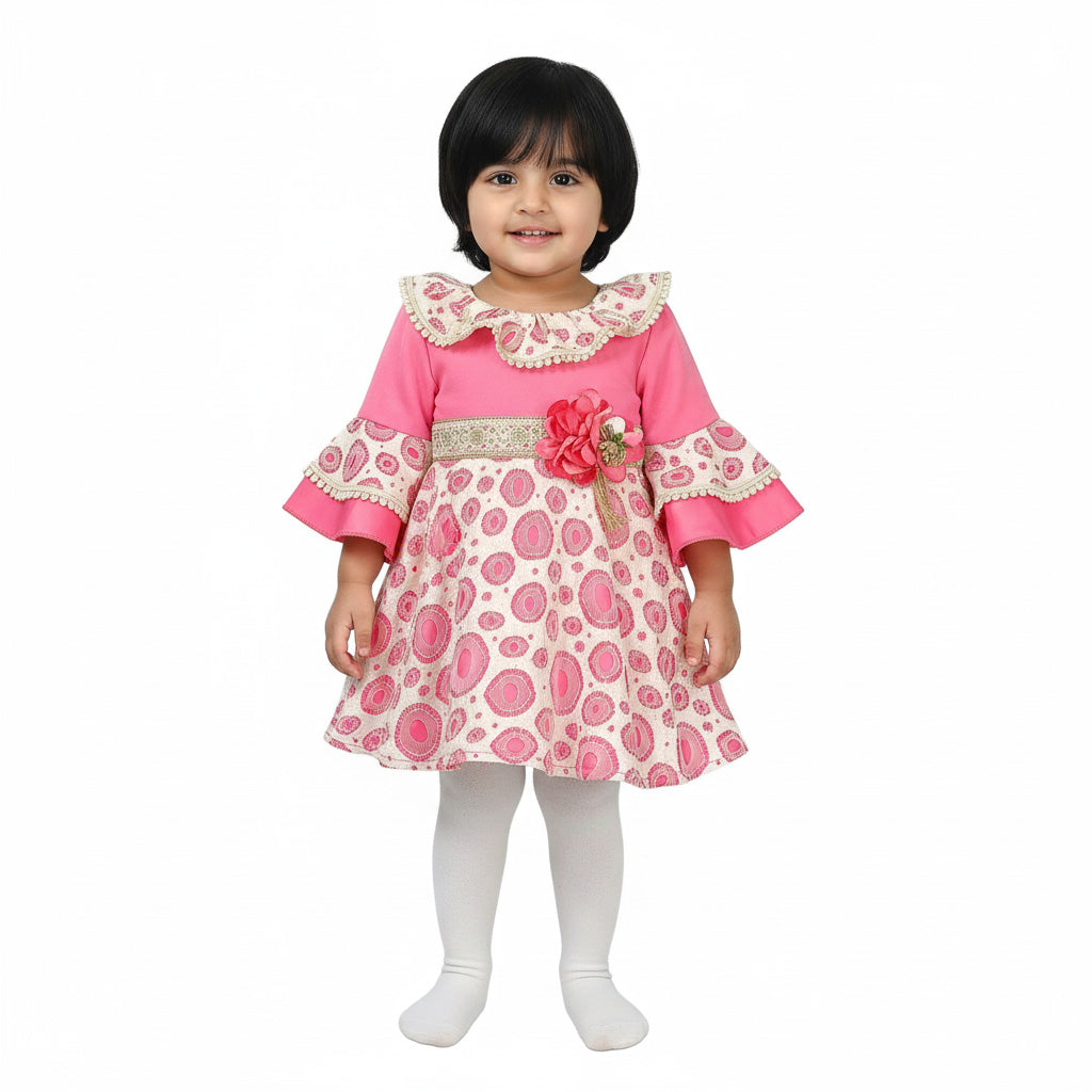 Baby Girls Frock in Light Pink & Red
