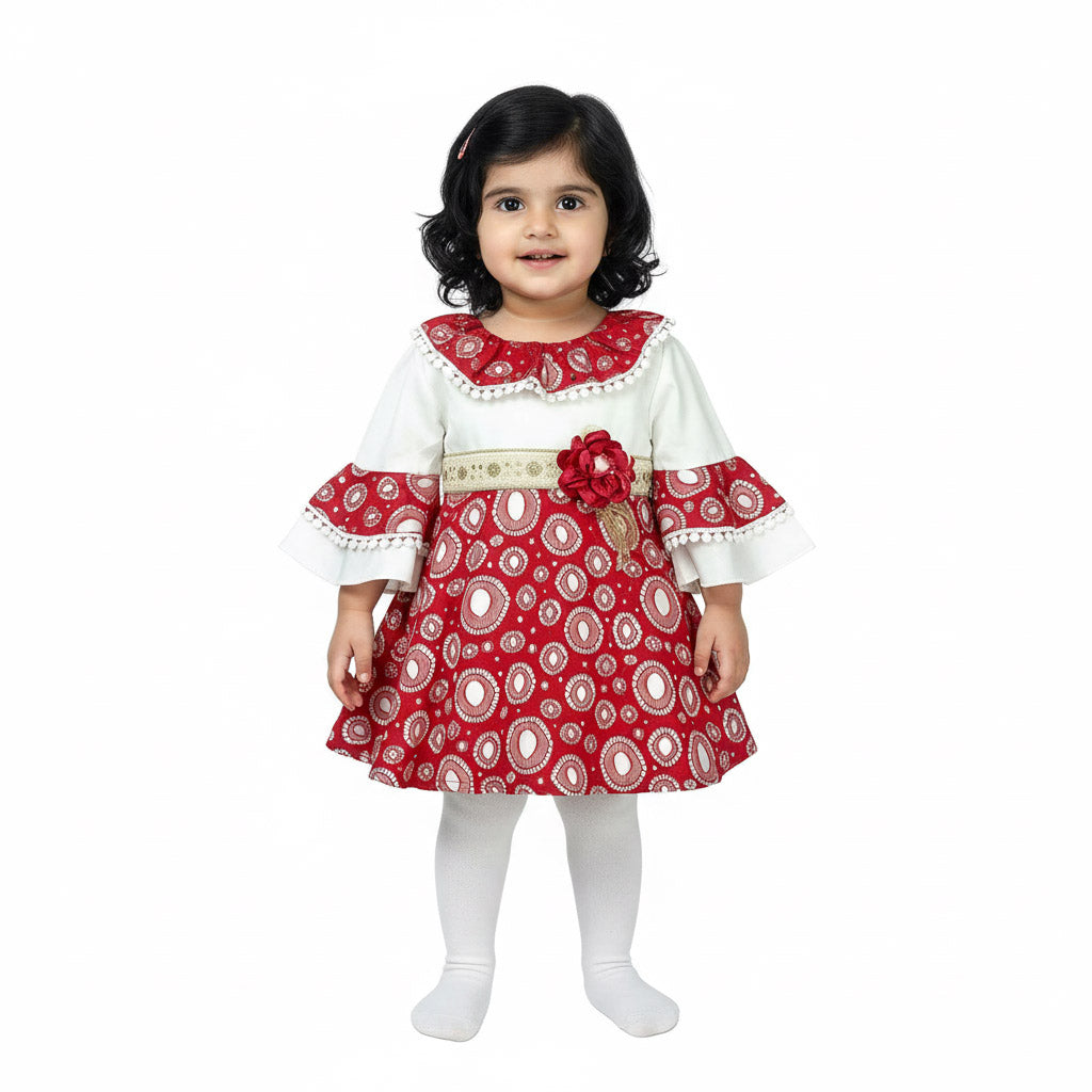 Baby Girls Frock in Light Pink & Red