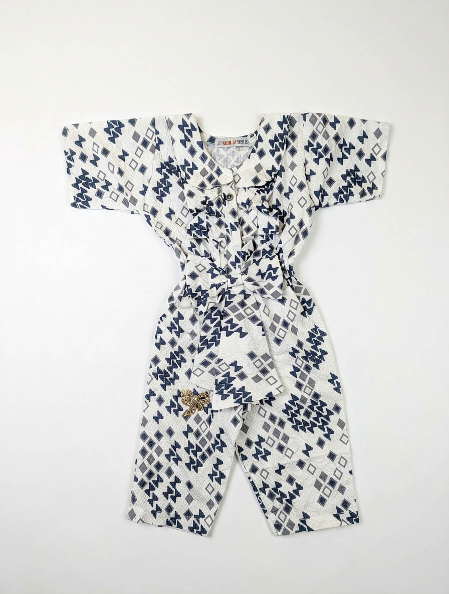 Girls Stylish Yellow & White Summer Jumpsuit