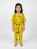 Girls Stylish Yellow & White Summer Jumpsuit