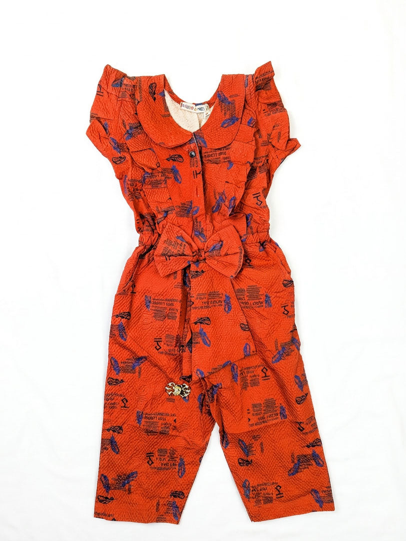 Girls Stylish Gray Brown & Orange Summer Jumpsuit