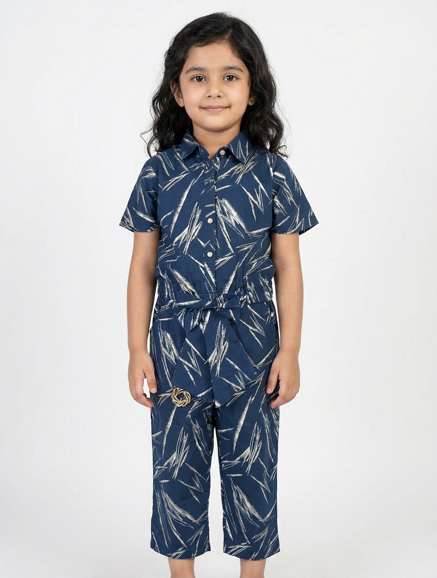 Girls Stylish Maroon& Blue Summer Jumpsuit