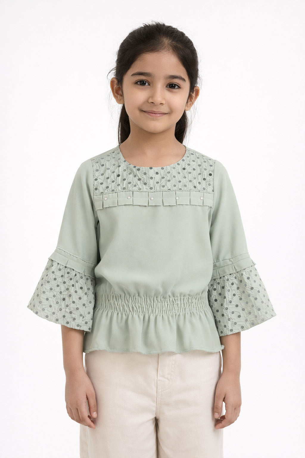 Girls Fancy Top | With Lace Detail & Bell Sleeves