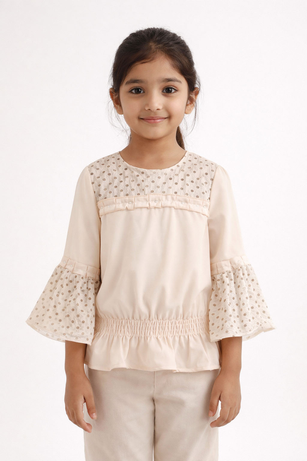 Girls Fancy Top | With Lace Detail & Bell Sleeves
