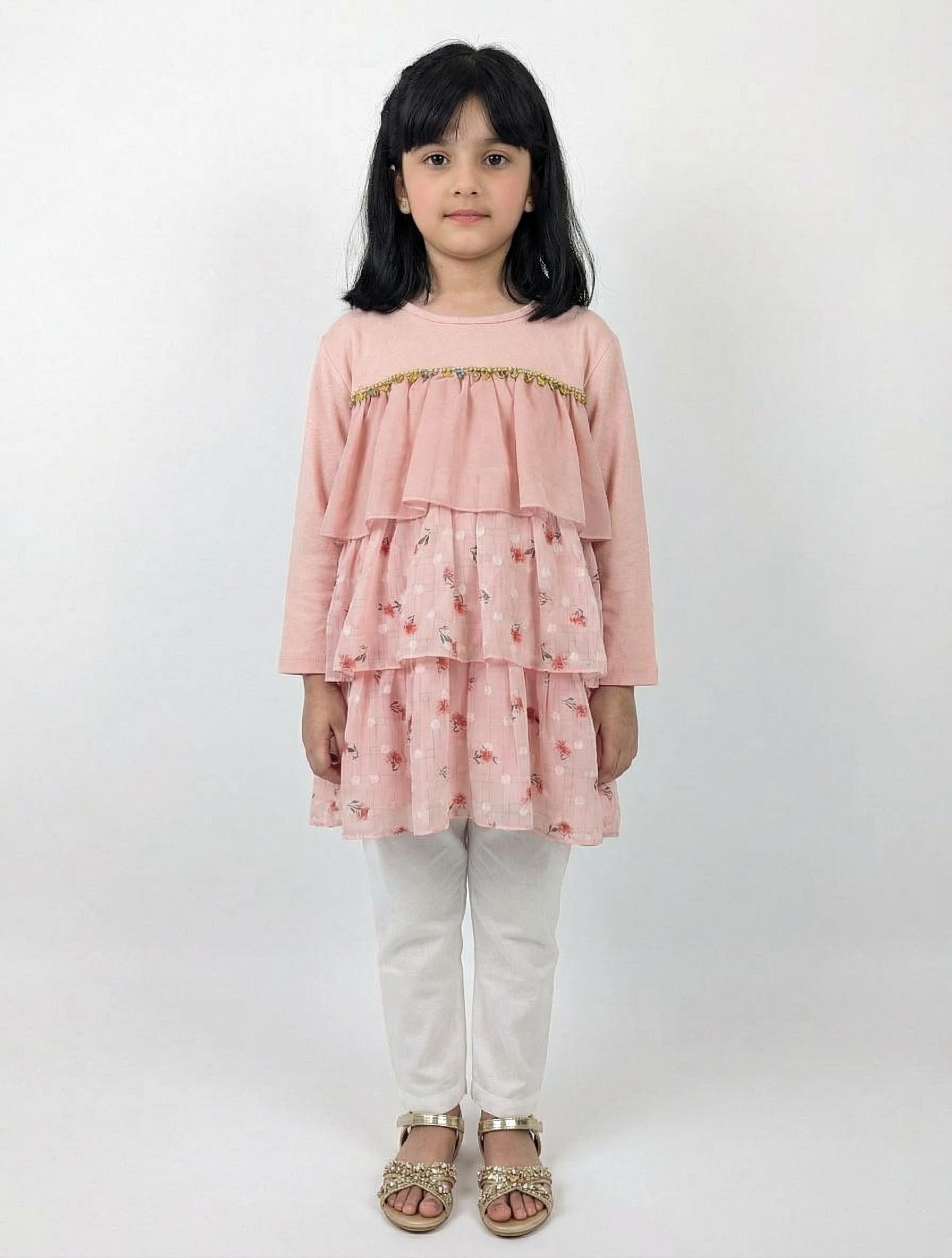 Girls Fancy Pink Top – Elegant & Stylish Party Wear