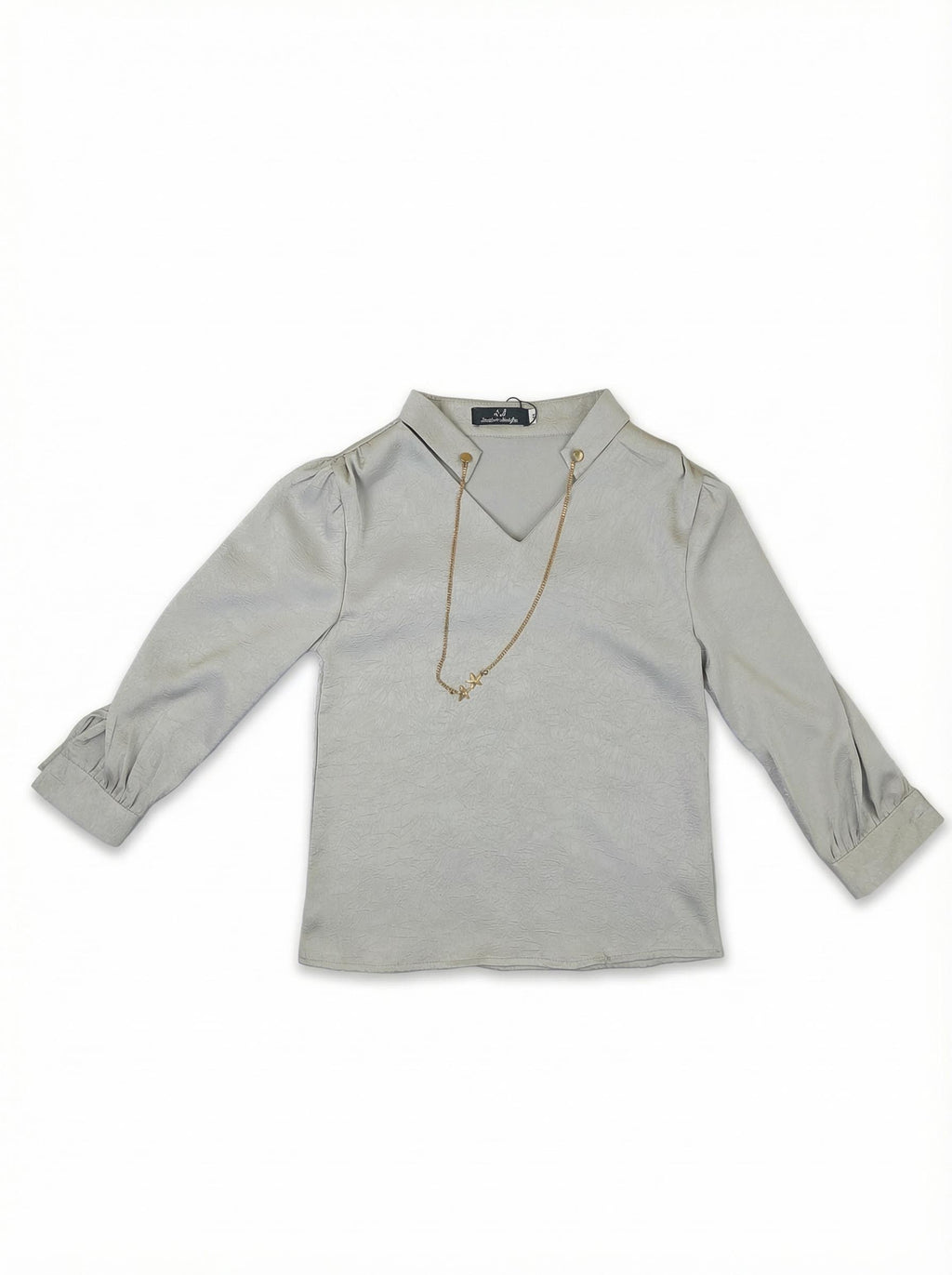 Women’s Solid V-Neck Top with Button Collar | Casual Shirt