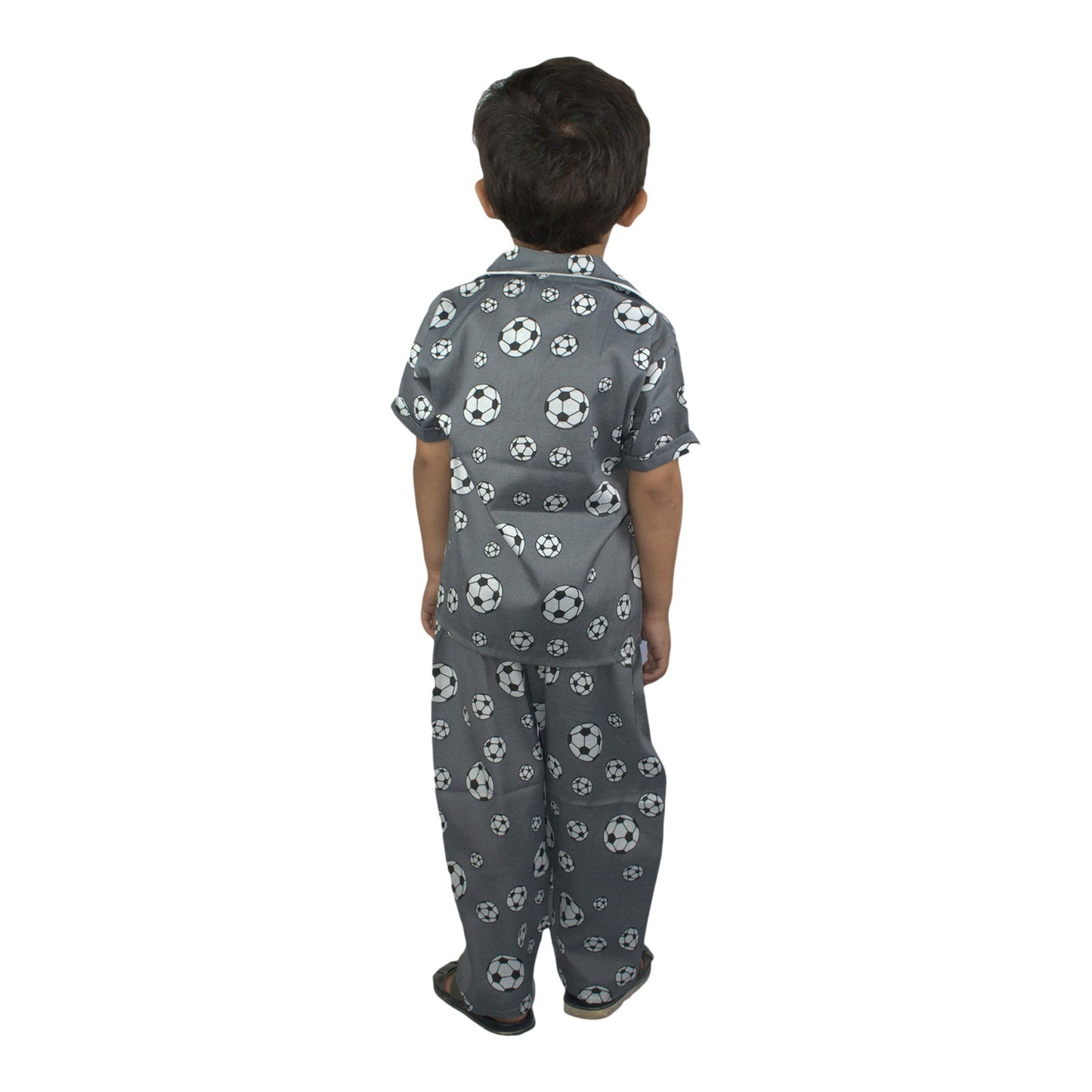 Kids Co-Ord Set – Gray Football Print | KidZaar