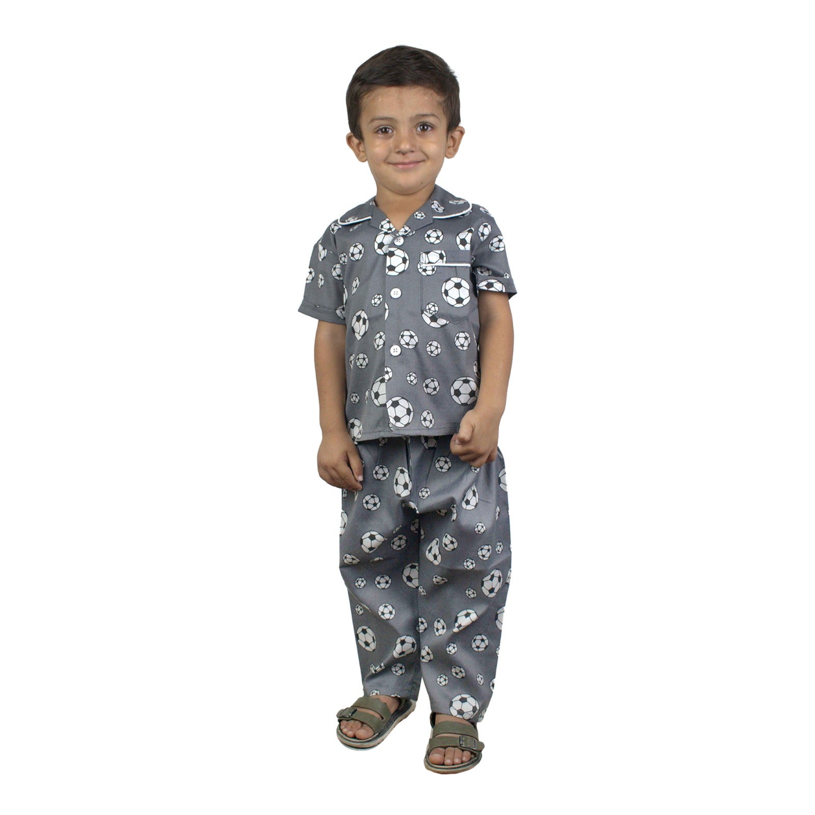 Kids Co-Ord Set – Gray Football Print | KidZaar