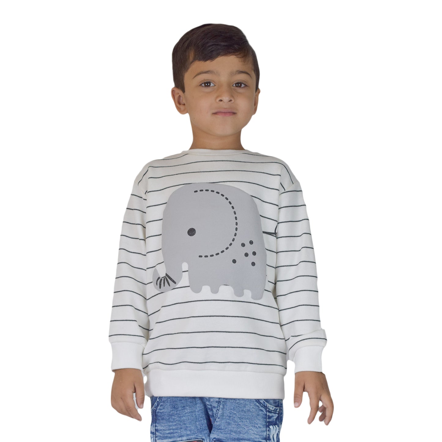 Kids White Sweatshirt – Elephant Patch Unisex Design