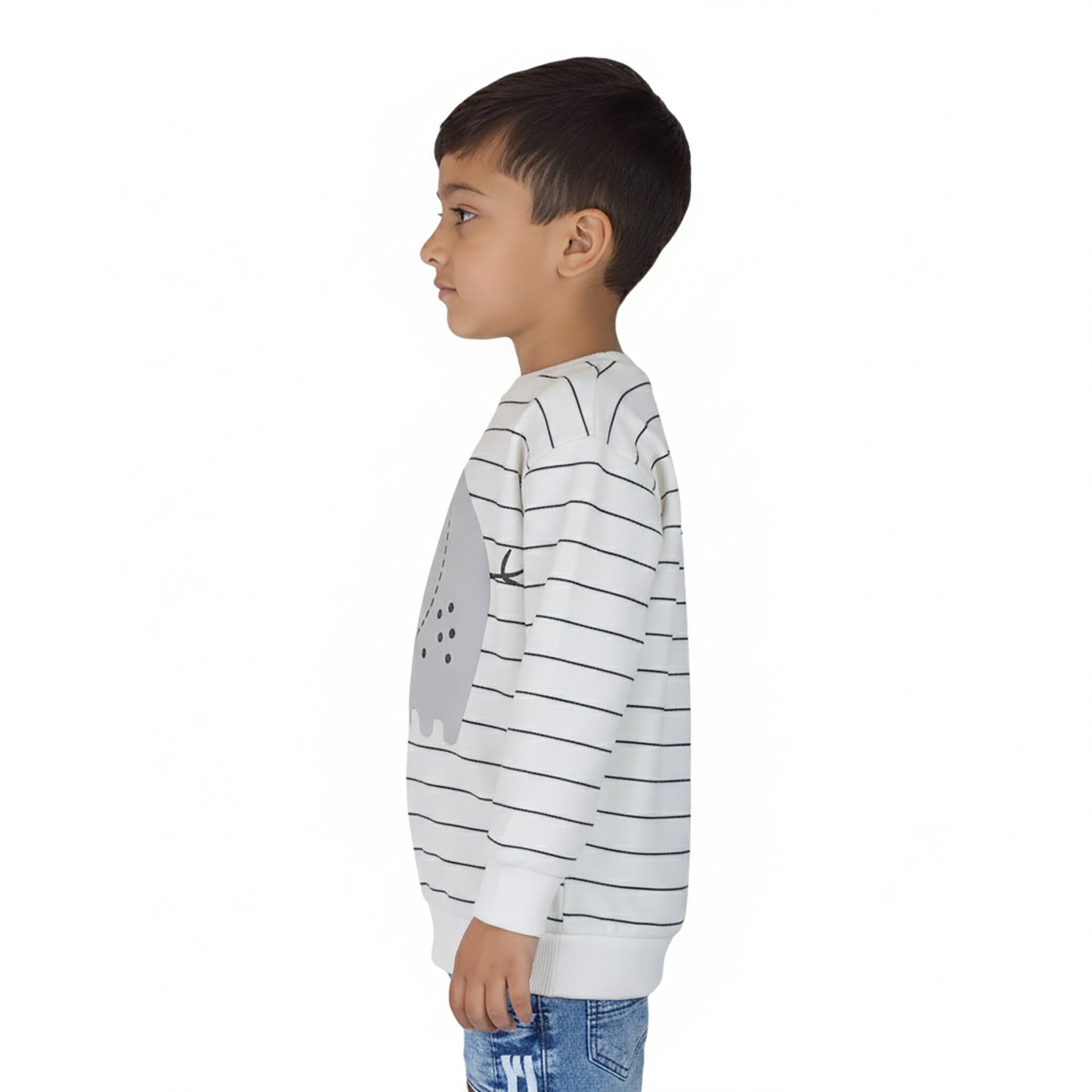 Kids White Sweatshirt – Elephant Patch Unisex Design