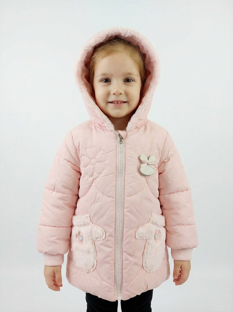 Light Pink Puffer Winter Coat for Girls  | Warm & Cute