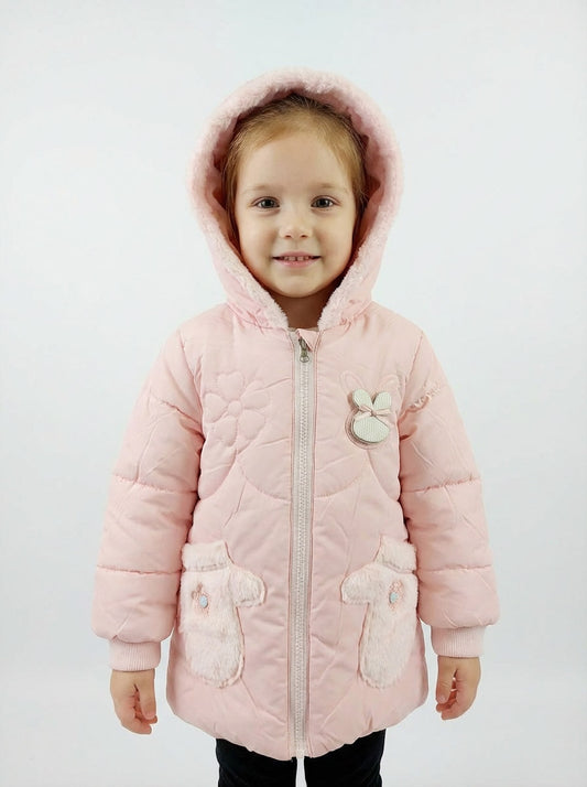 Light Pink Puffer Winter Coat for Girls  | Warm & Cute