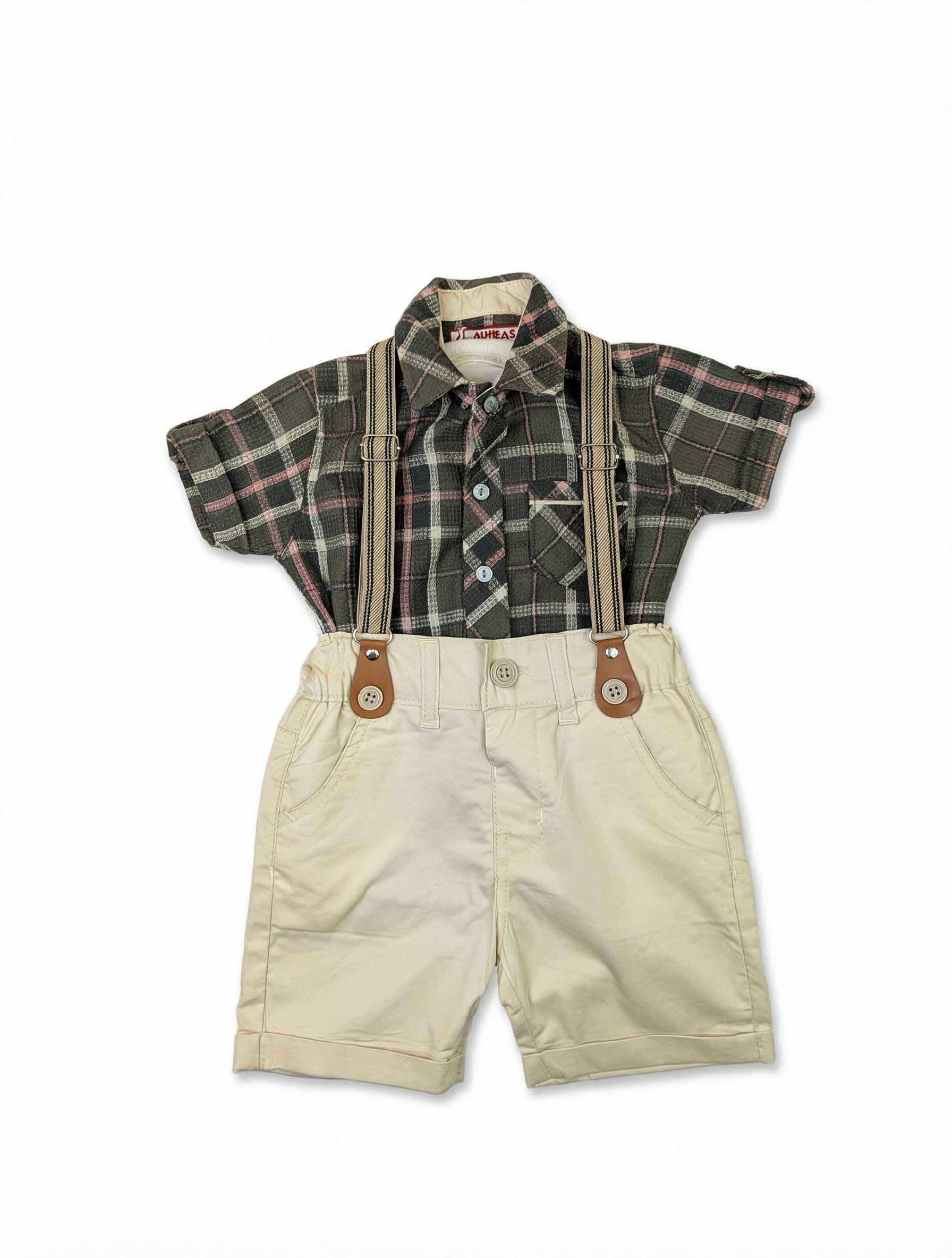 Baby Boys Dark Grey Set with Shoulder Belts | Kidzaar