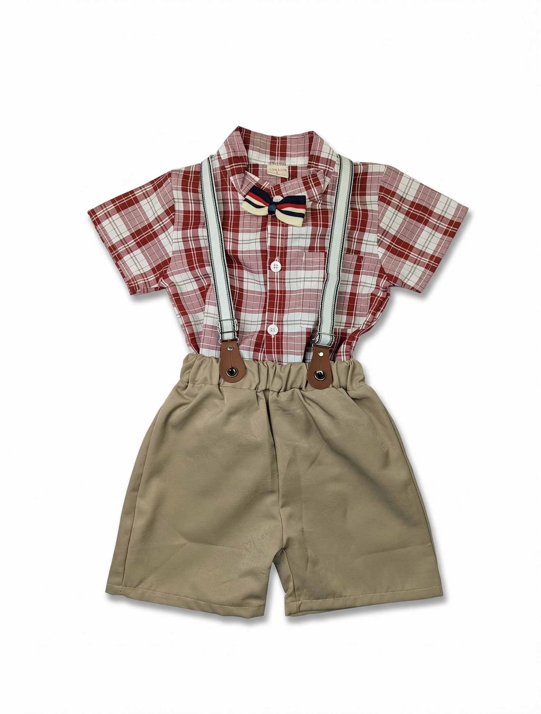 Green and Maroon  Suspenders suits| Kidzaar
