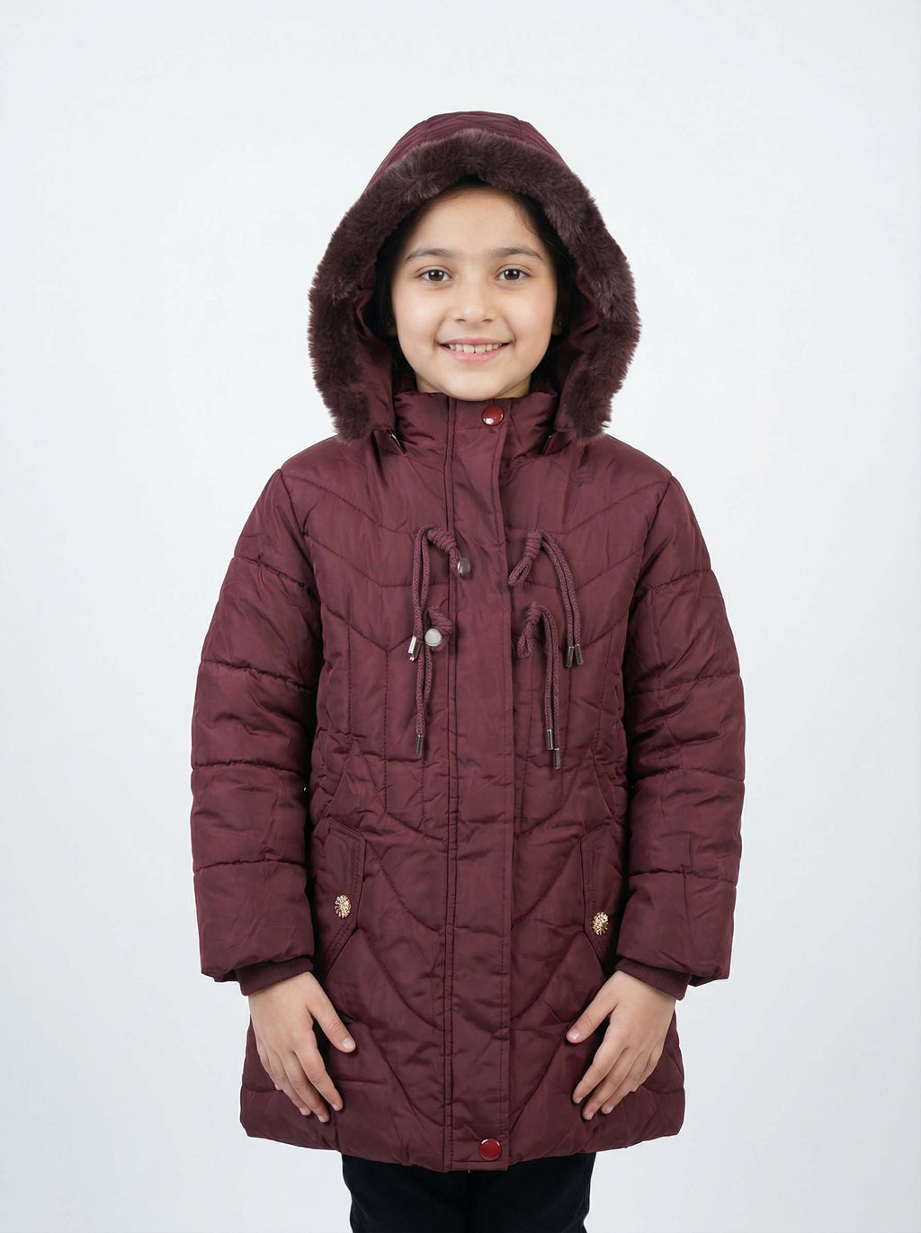Maroon Puffer Winter Coat for Girls | Warm & Cozy