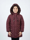 Maroon Puffer Winter Coat for Girls | Warm & Cozy