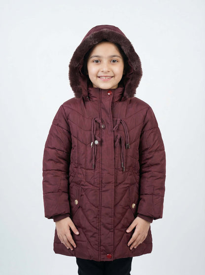Maroon Puffer Winter Coat for Girls | Warm & Cozy