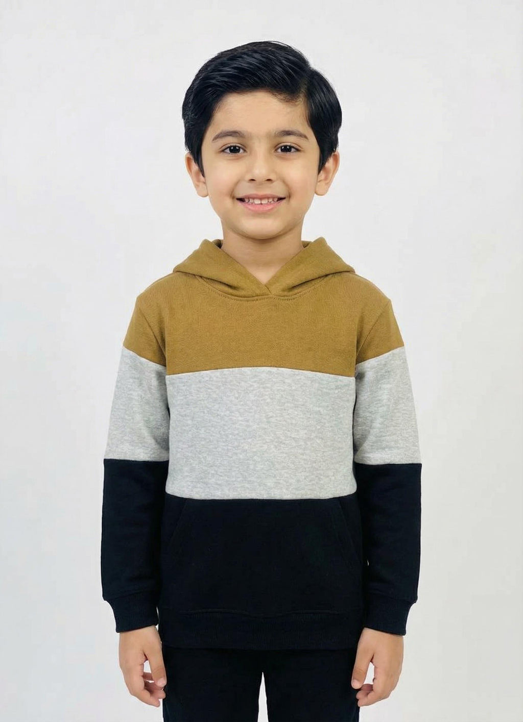 Boys Mustard, White & Black Hoodie Stylish Fleece  Sweatshirt