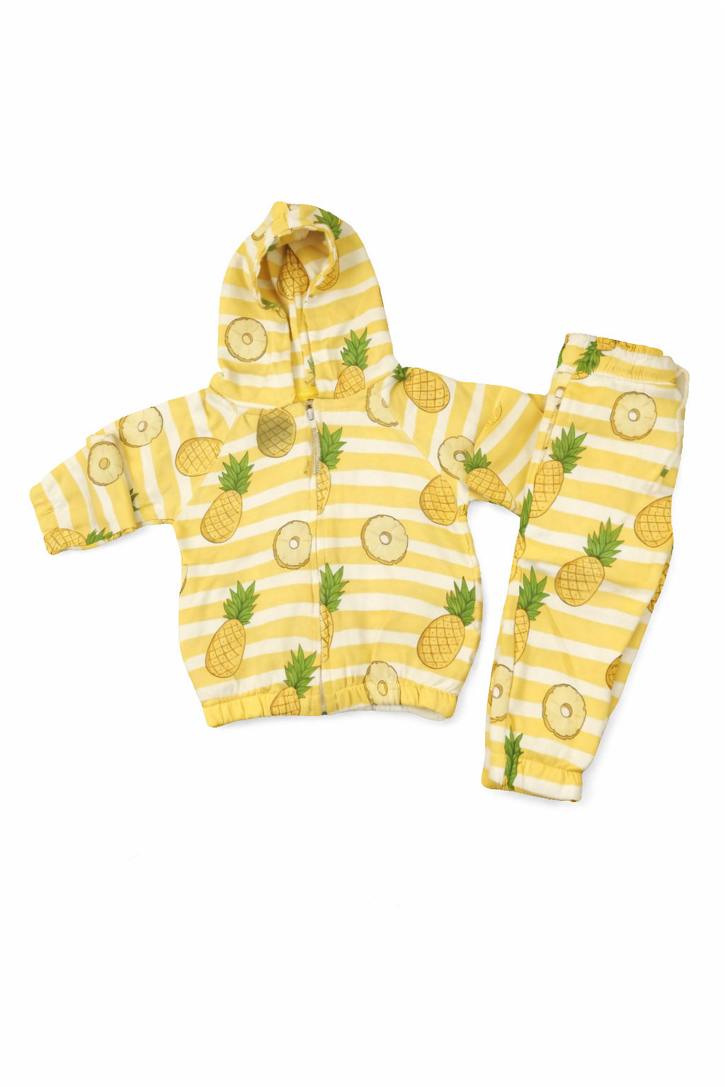 Girls Yellow Pineapple Printed Winter Co-ord Set