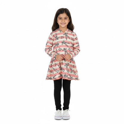Baby Girls Light Pink Rabbit Printed Frock