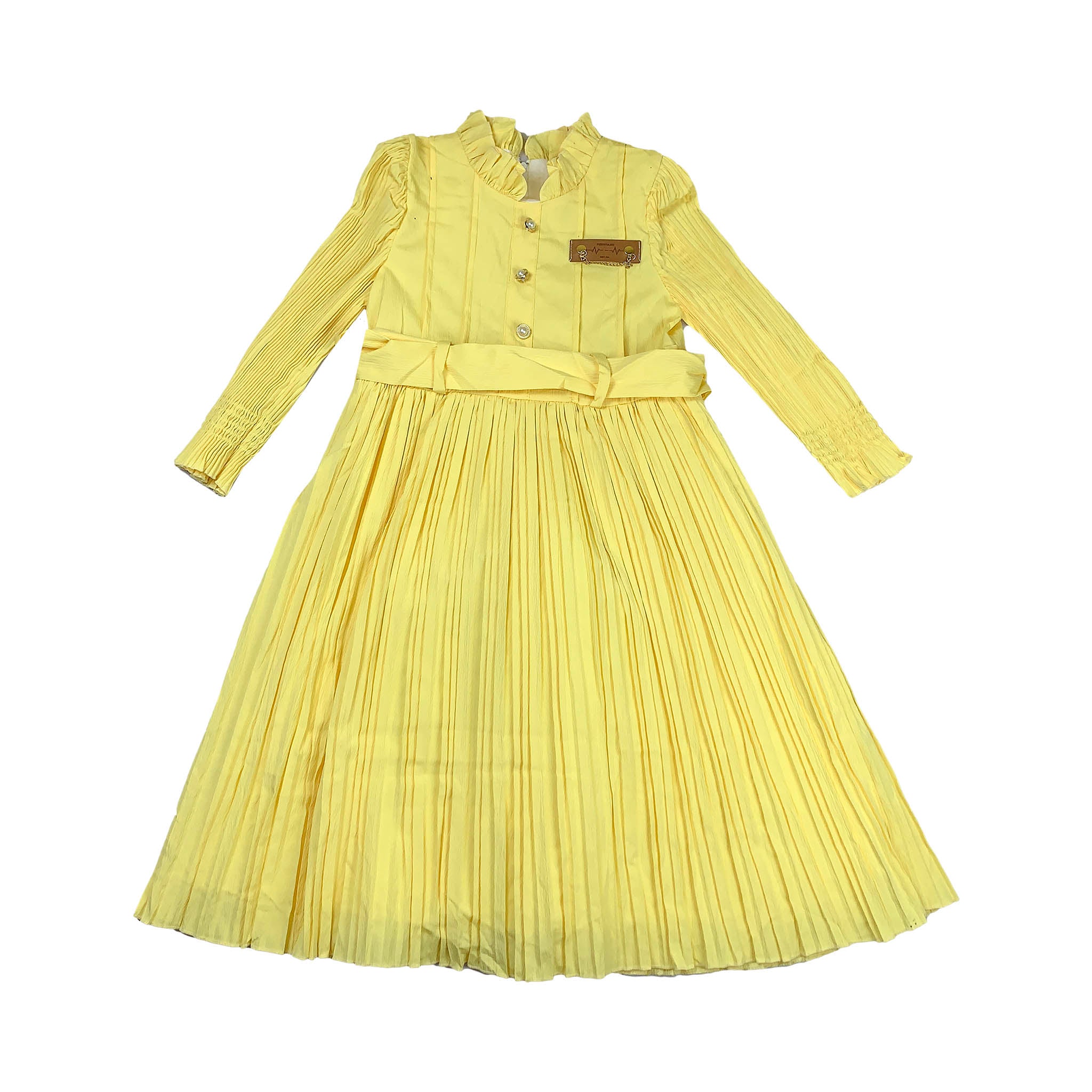 Premium Peach Pleated Long Frock for Girls