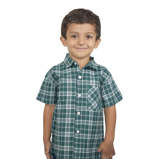 Preschool Boys Green Check Casual Shirt | Smart Everyday Wear by Kidzaar