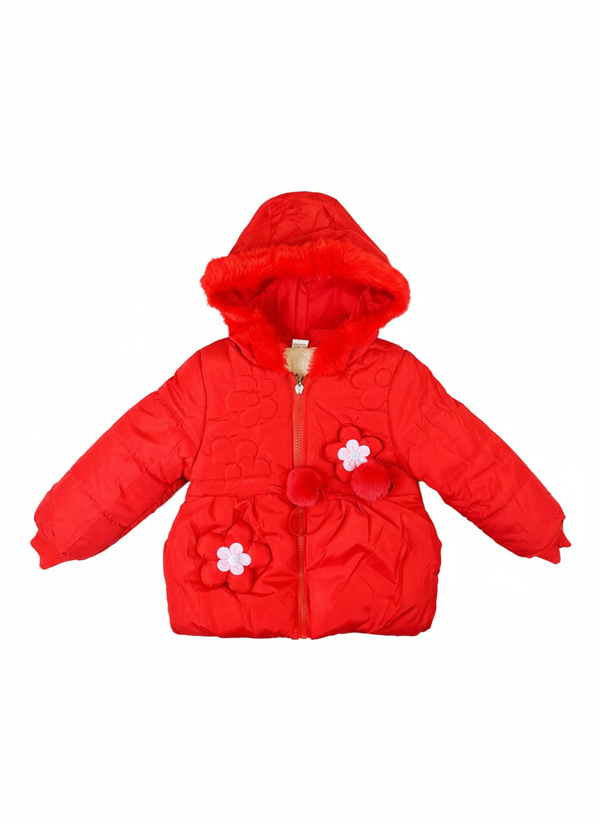 Red Puffer Winter Coat for Girls  | Warm & Cozy