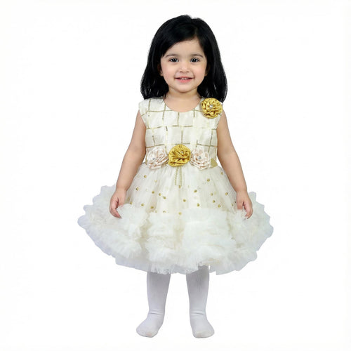 Baby Girl Frock in Cream & Pista Green