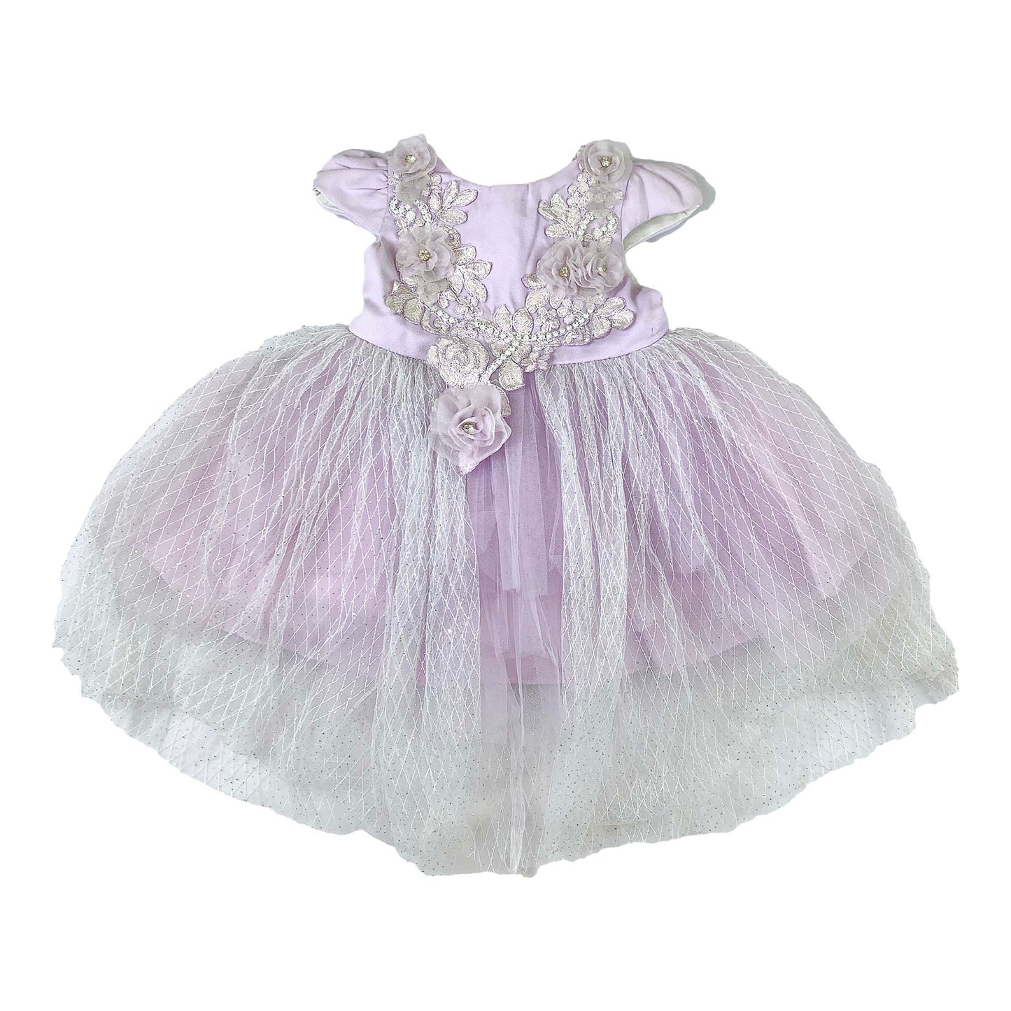 Silk & Net Frock with Floral Neck Design