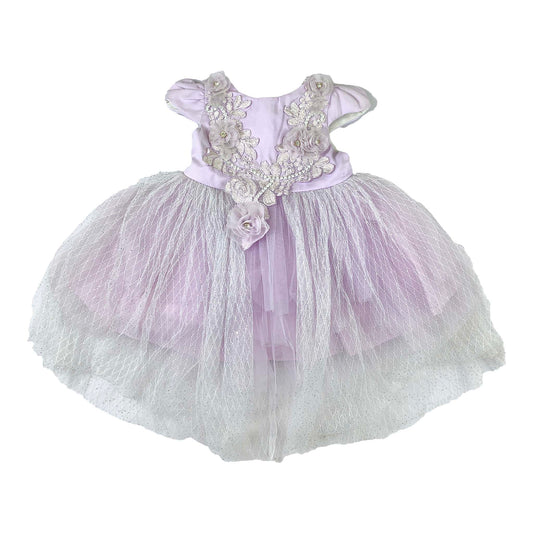 Silk & Net Frock with Floral Neck Design