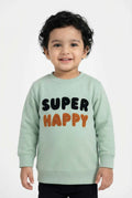 Kids “Super Happy” Unisex Sweatshirt – Soft PISTA Green