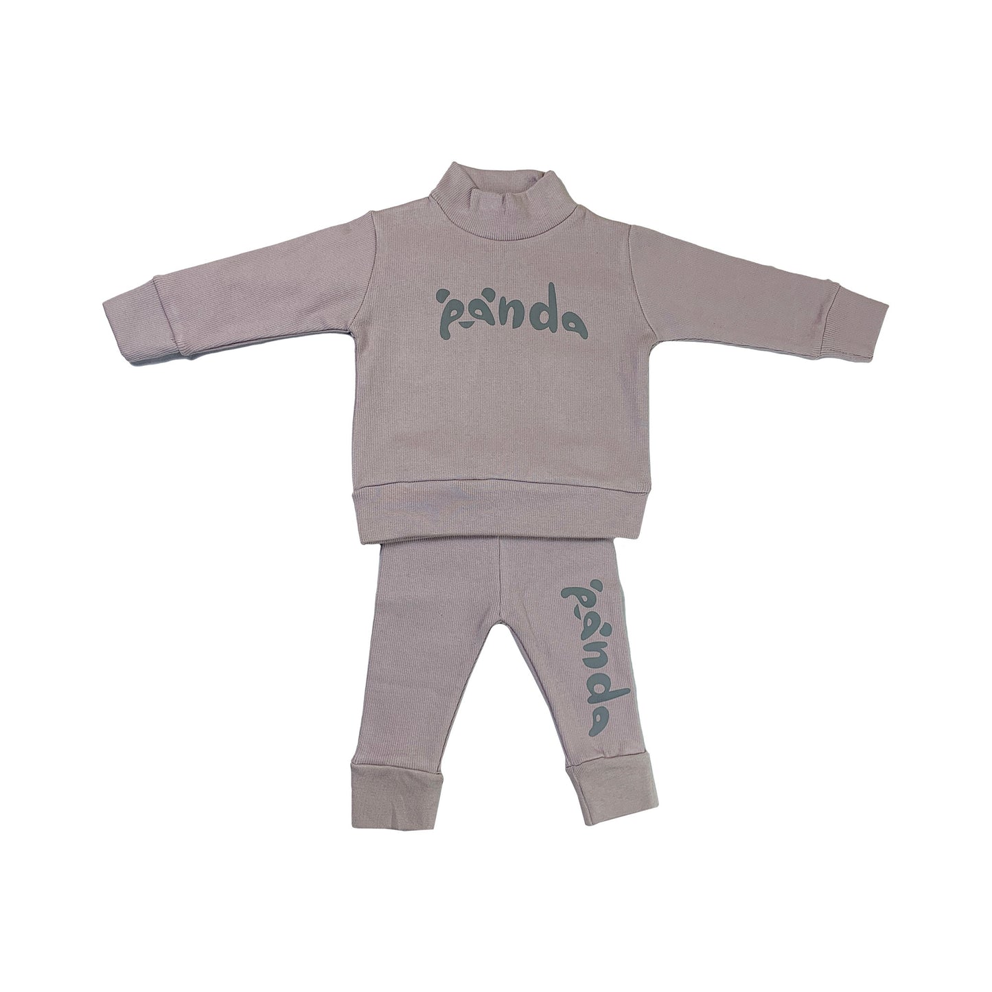 Unisex Baby Panda Co-ord Suit in Mauve Pink