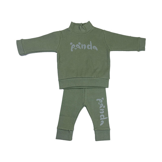 Unisex Green Baby Panda Winter Co-ord Suit
