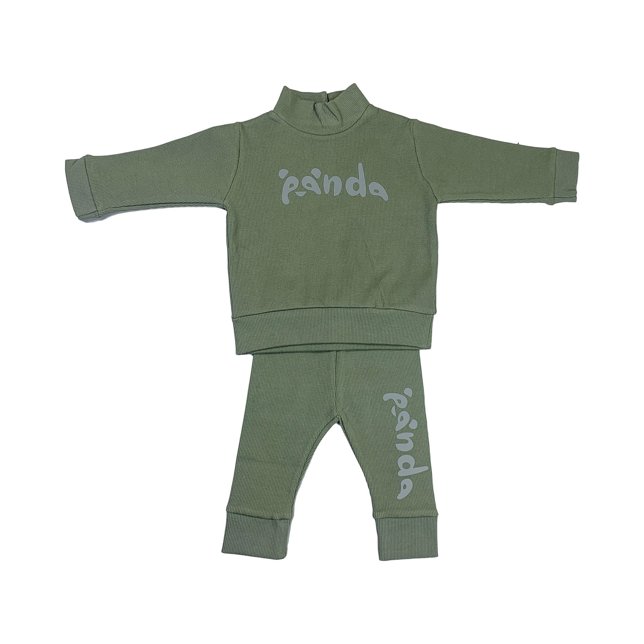 Unisex KIDS GREEN Panda Co-ord Suit in Warm Winter Outfit